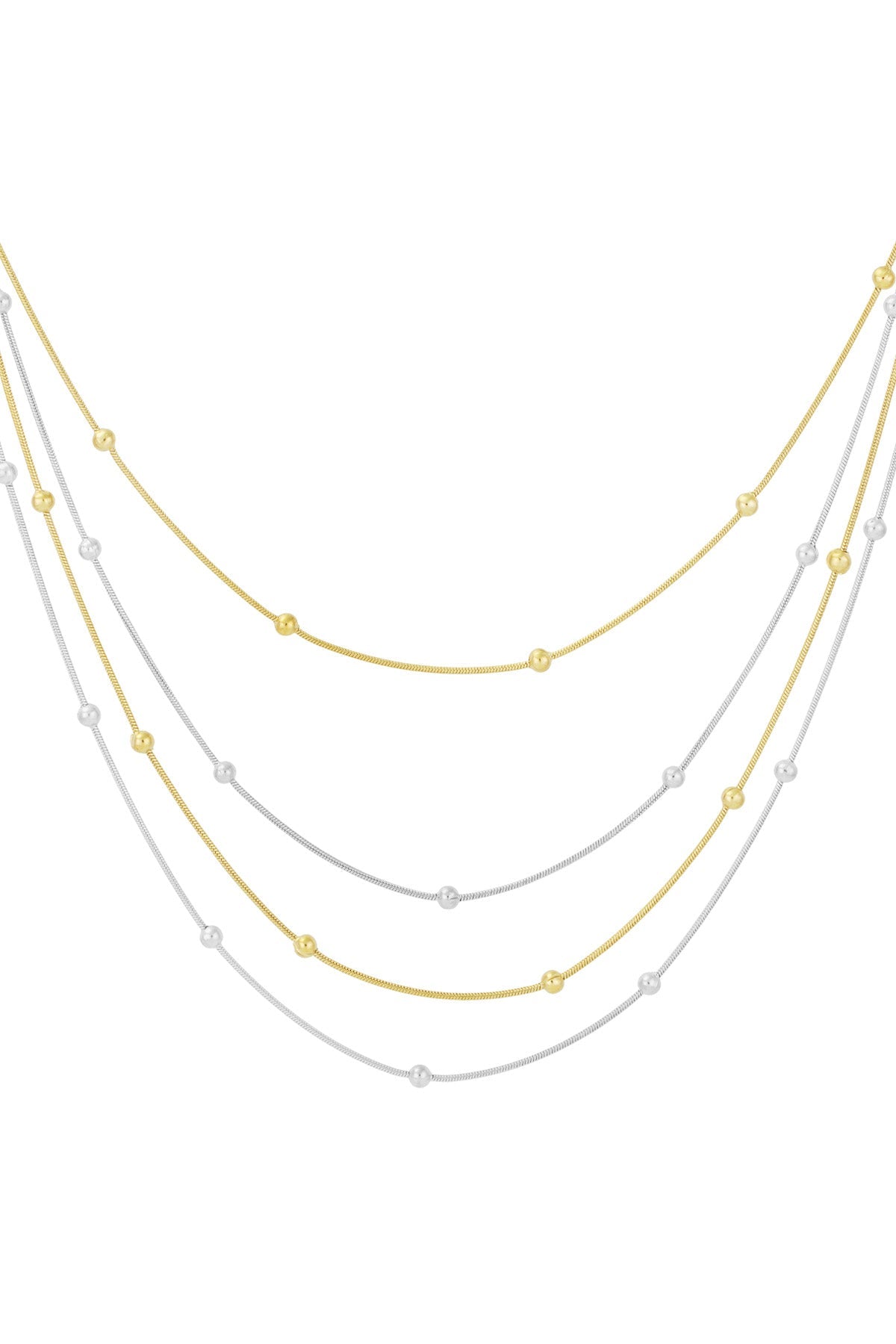 LIVAYA Layering-Halskette mit vier Reihen und Kugeldetails