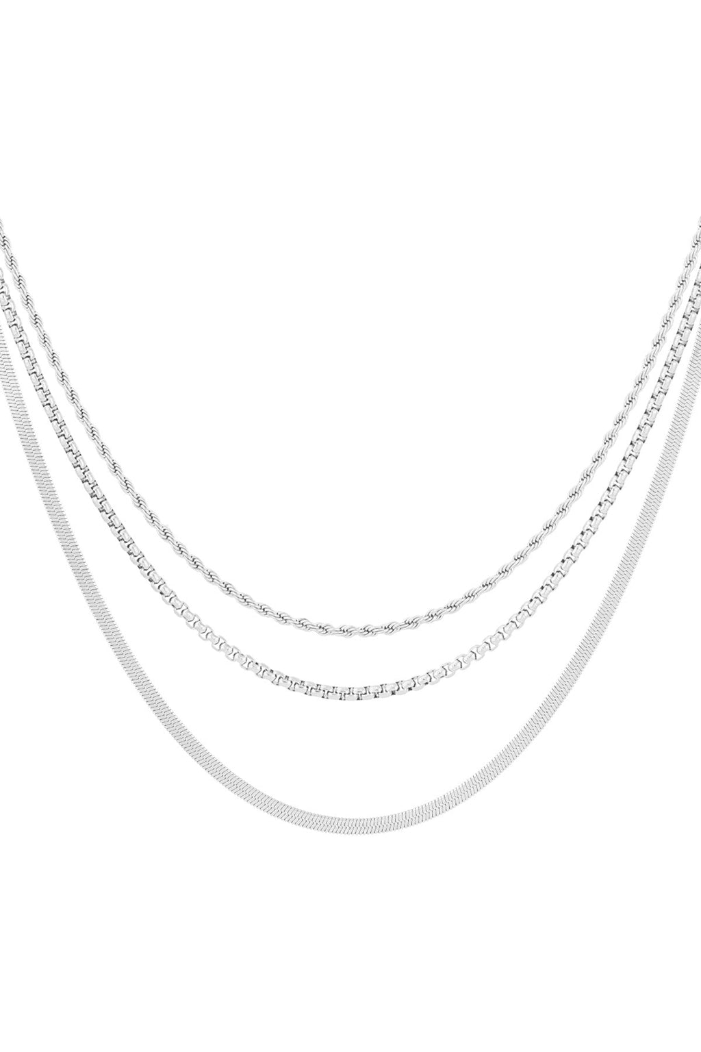 LIVAYA Layering-Halskette mit drei Kettensträngen aus Edelstahl