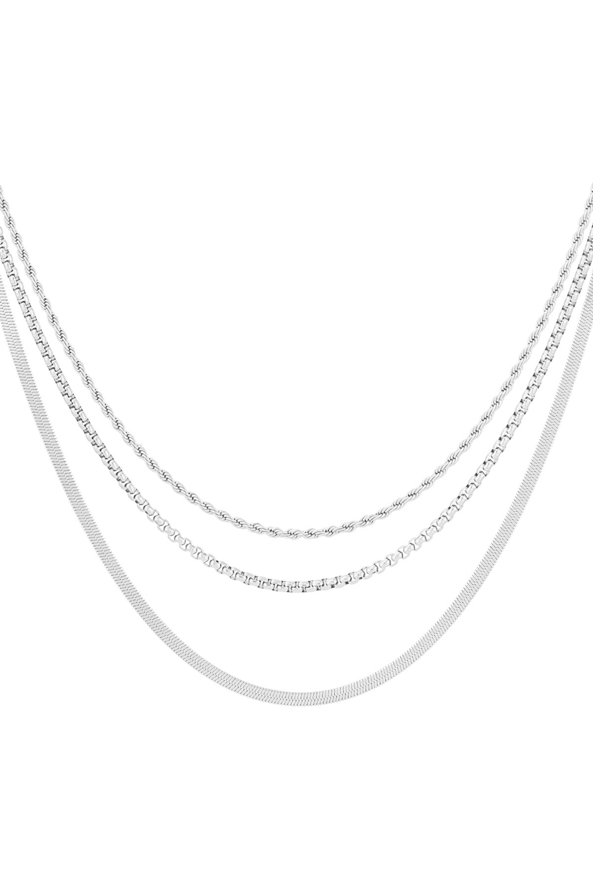 LIVAYA Layering-Halskette mit drei Kettensträngen aus Edelstahl