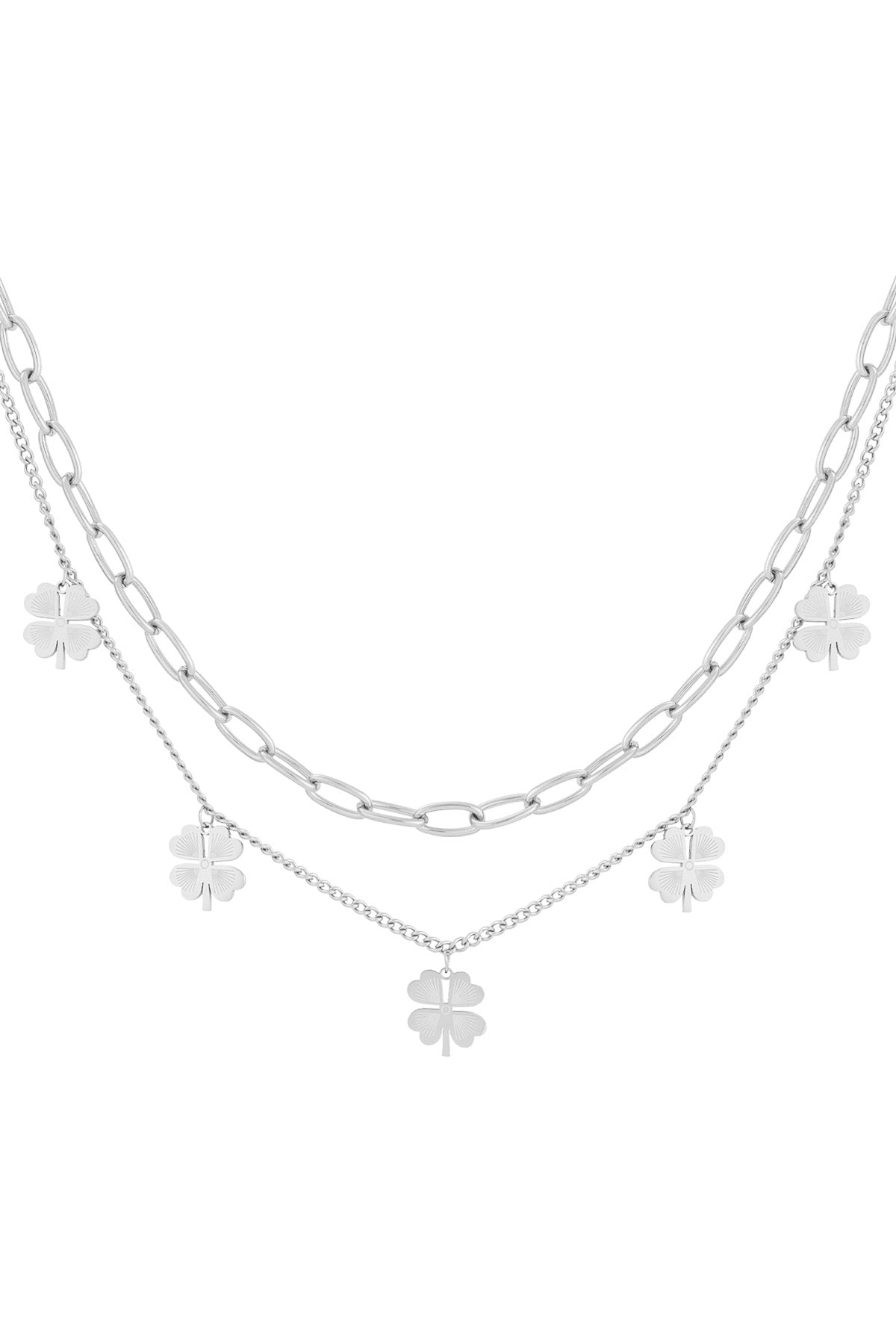 LIVAYA Layering-Halskette mit Kleeblatt-Anhängern