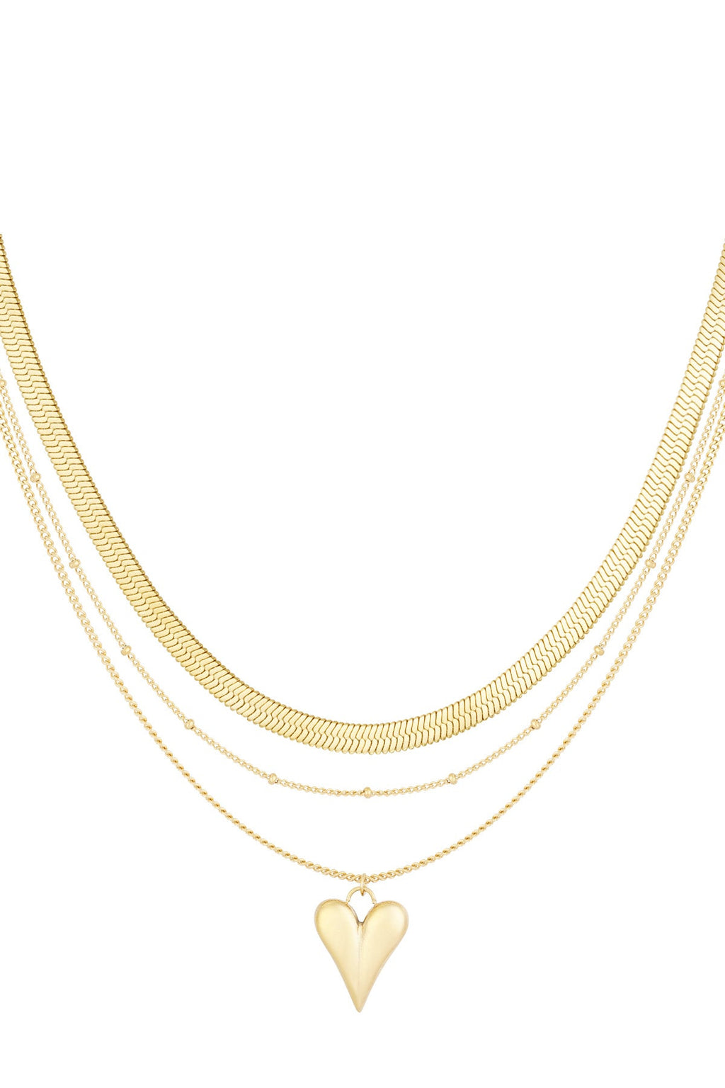 LIVAYA dreireihige Layering-Halskette mit Herzanhänger