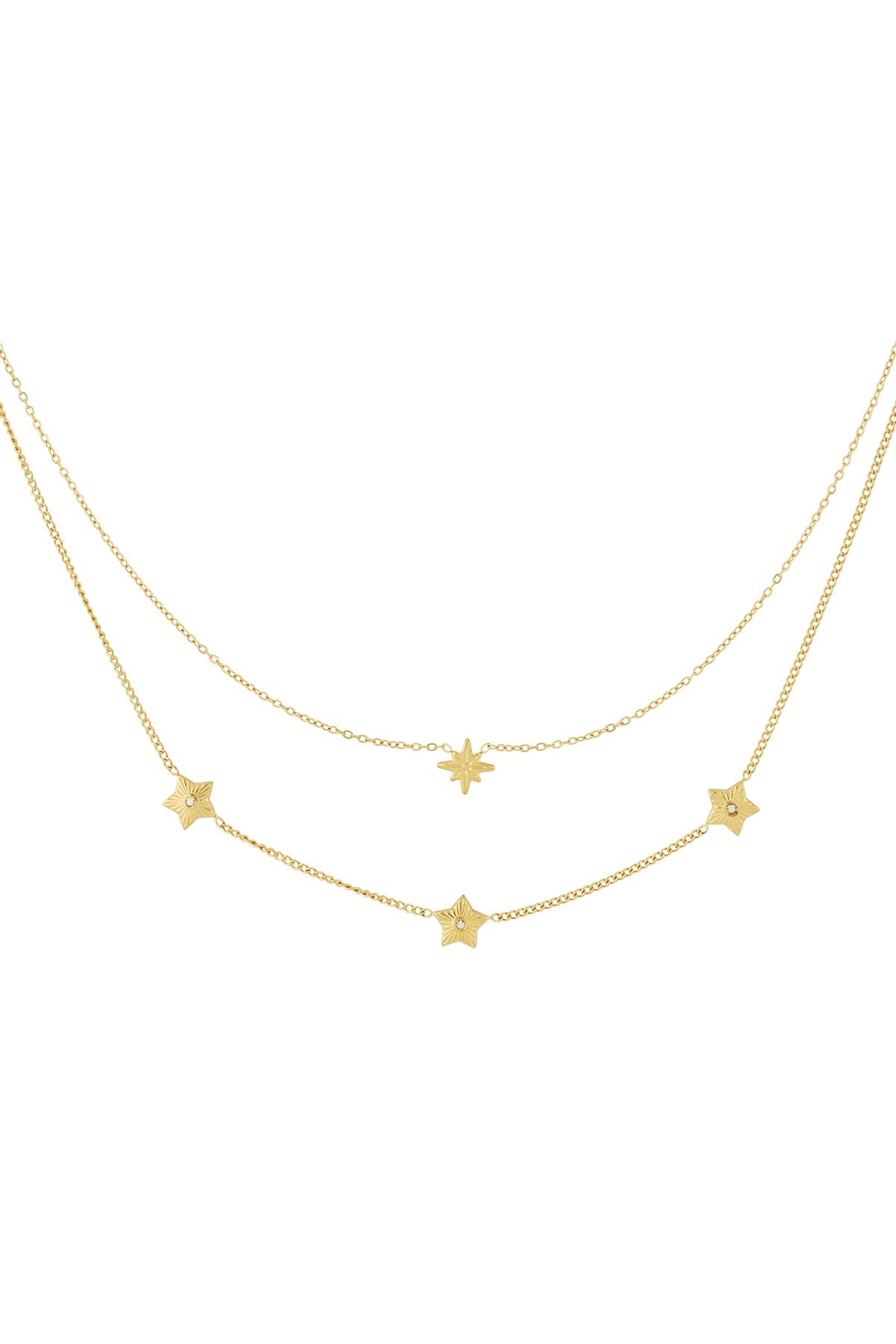 LIVAYA Layering-Halskette mit Sternmotiven und Strass, 37–45 cm