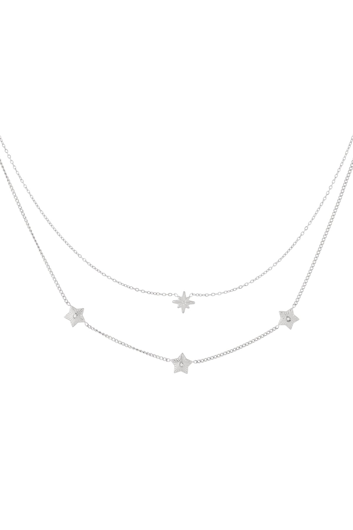 LIVAYA Layering-Halskette mit Sternmotiven und Strass, 37–45 cm