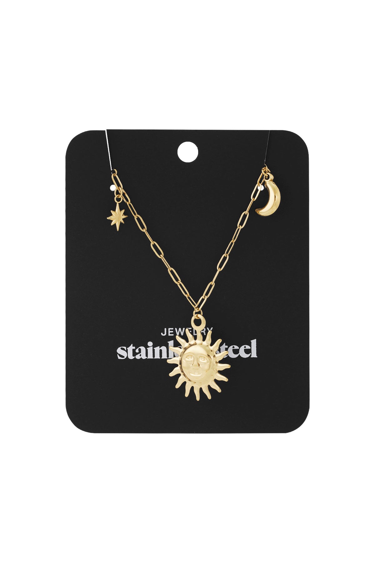 LIVAYA lange Gliederkette mit Sonne-, Mond- und Sternanhängern
