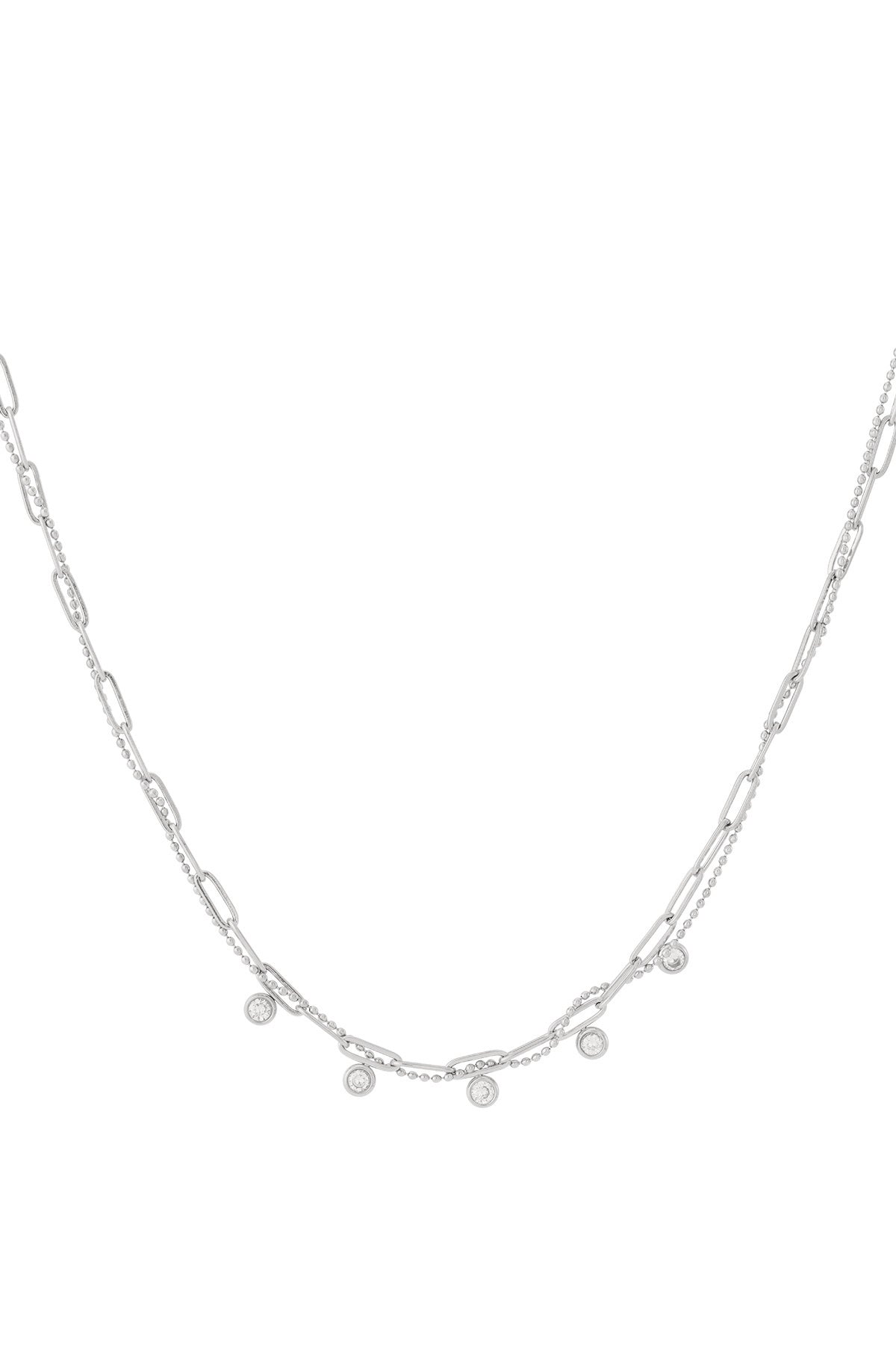 LIVAYA Layering-Halskette mit Gliederkette, Kugelkette und Strassanhängern