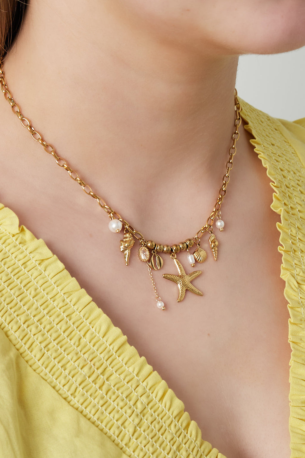 LIVAYA Anhängerkette mit Seestern und Muschel-Charms