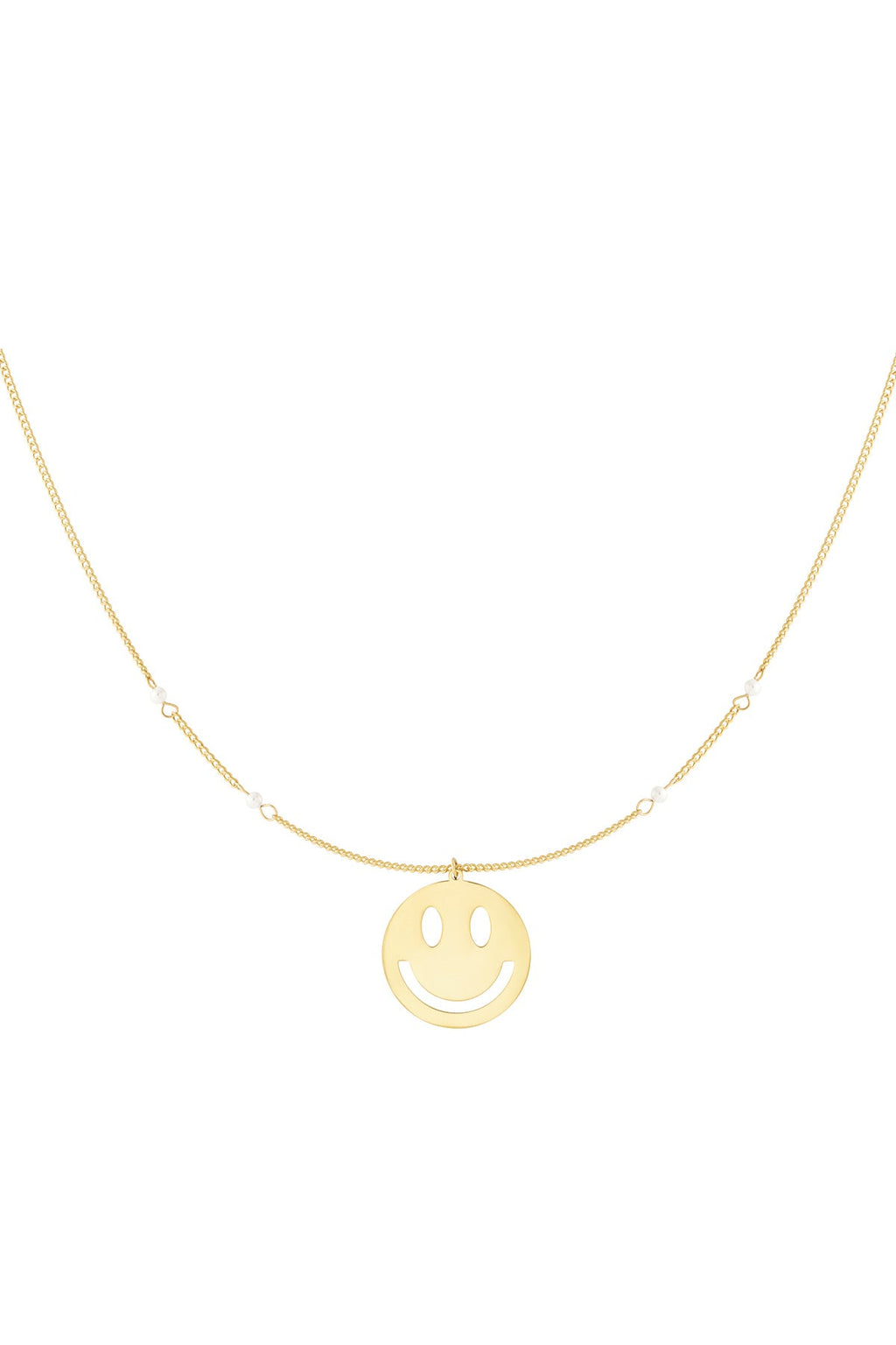 LIVAYA Anhängerkette mit Smiley-Anhänger und Kugelakzenten