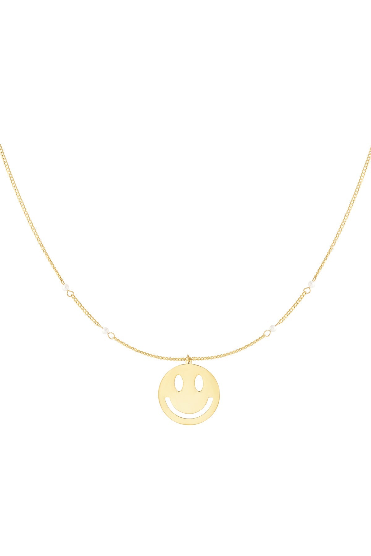 LIVAYA Anhängerkette mit Smiley-Anhänger und Kugelakzenten