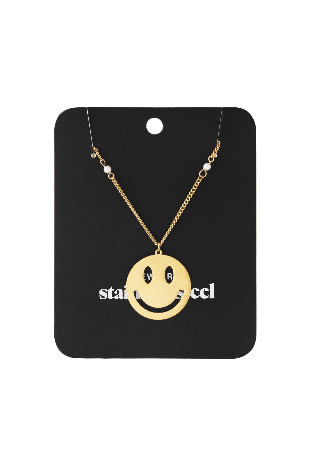 LIVAYA Anhängerkette mit Smiley-Anhänger und Kugelakzenten