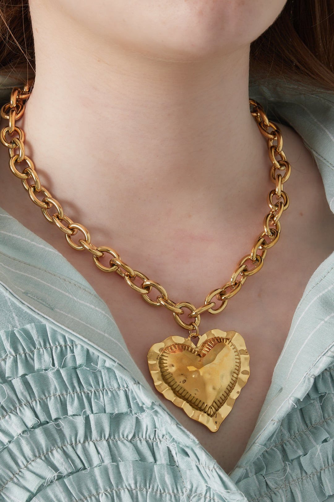 LIVAYA Anhängerkette mit Herzanhänger an Gliederkette