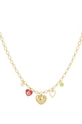 LIVAYA Anhängerkette mit Herz-, Blumen- und Smiley-Anhängern