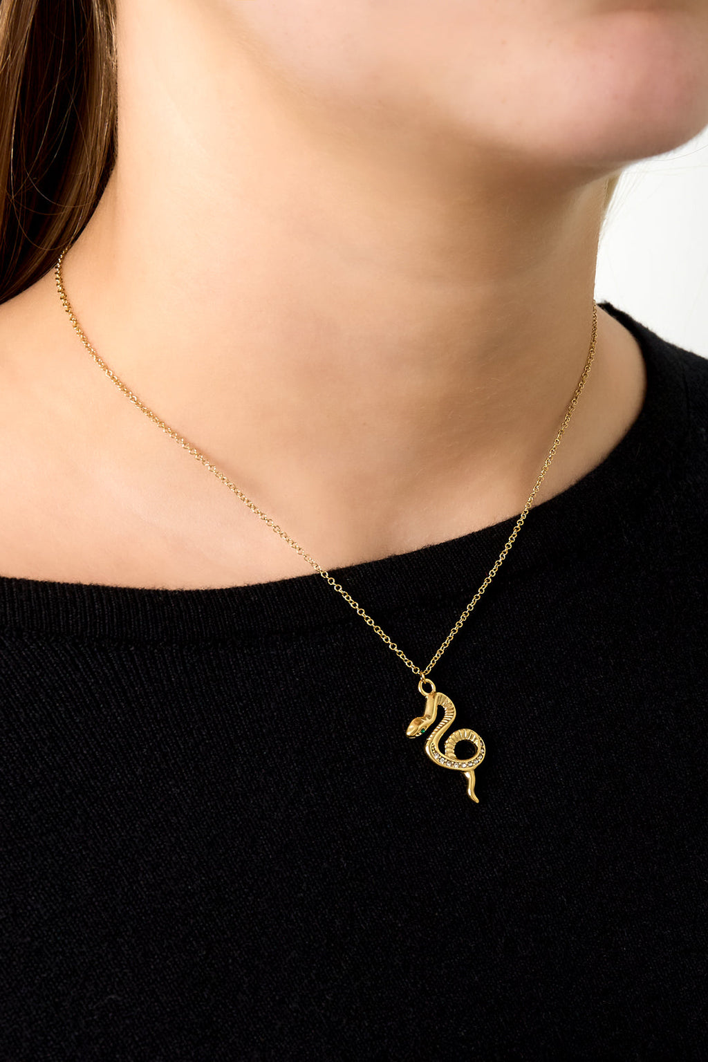 LIVAYA Anhängerkette mit Schlangenmotiv und Strass
