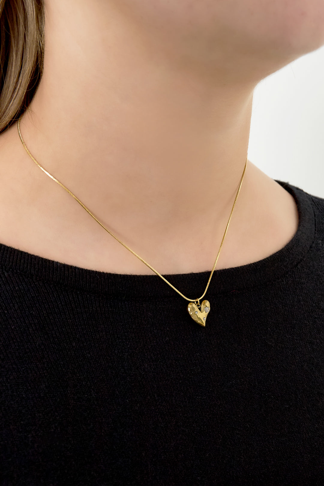 LIVAYA Anhängerkette mit Herzanhänger und Strass