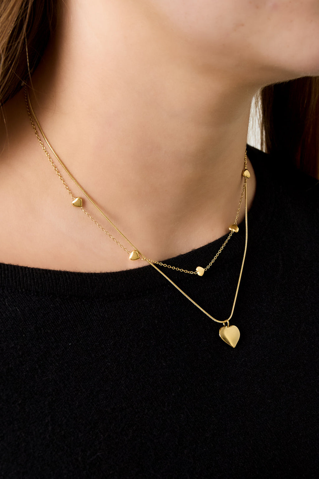 LIVAYA Layering-Halskette mit Herzanhänger