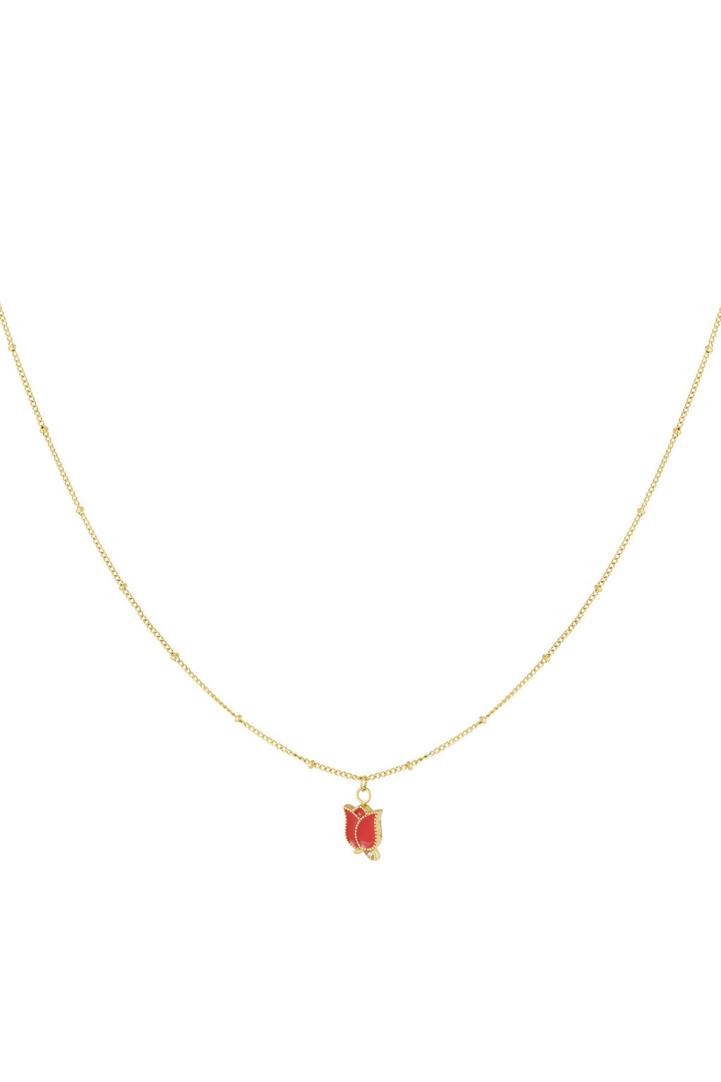 LIVAYA Anhängerkette mit Tulpenanhänger aus Edelstahl und Emaille