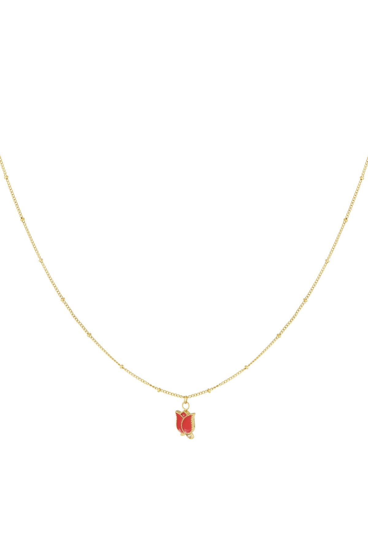LIVAYA Anhängerkette mit Tulpenanhänger aus Edelstahl und Emaille