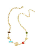 LIVAYA Gliederkette mit Blumenmotiven und farbigen Schmuckelementen