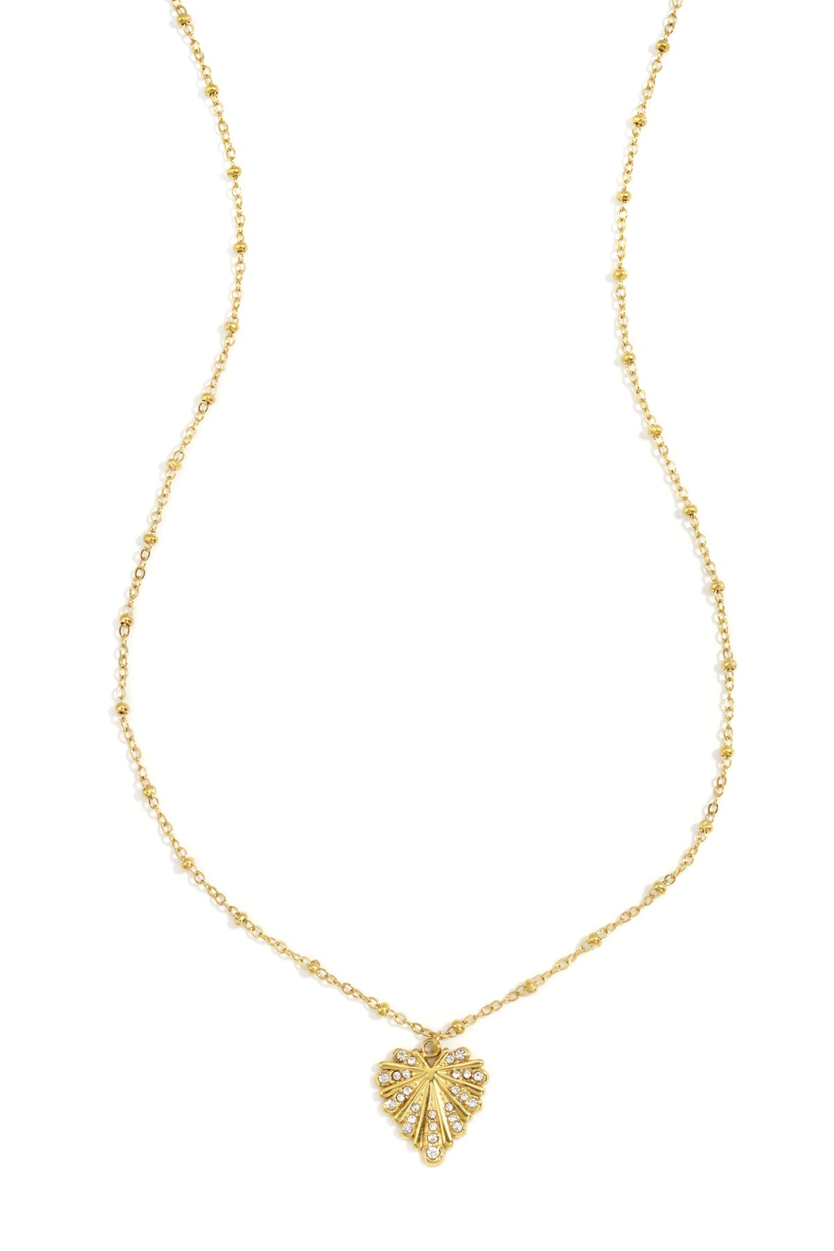 LIVAYA Anhängerkette Herz mit Strass und Kugeldetails aus Edelstahl