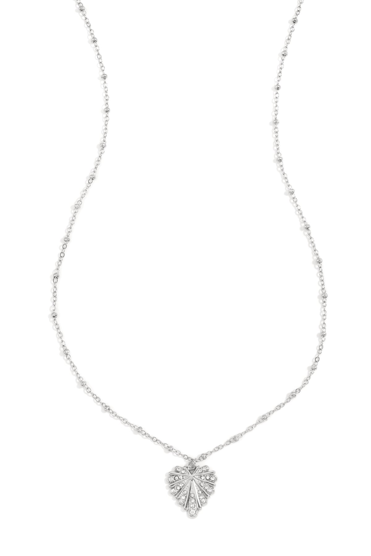 LIVAYA Anhängerkette Herz mit Strass und Kugeldetails aus Edelstahl