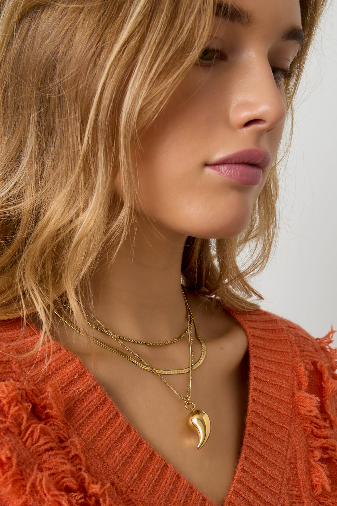 LIVAYA Layering-Halskette aus 304S-Edelstahl mit Tropfenanhänger