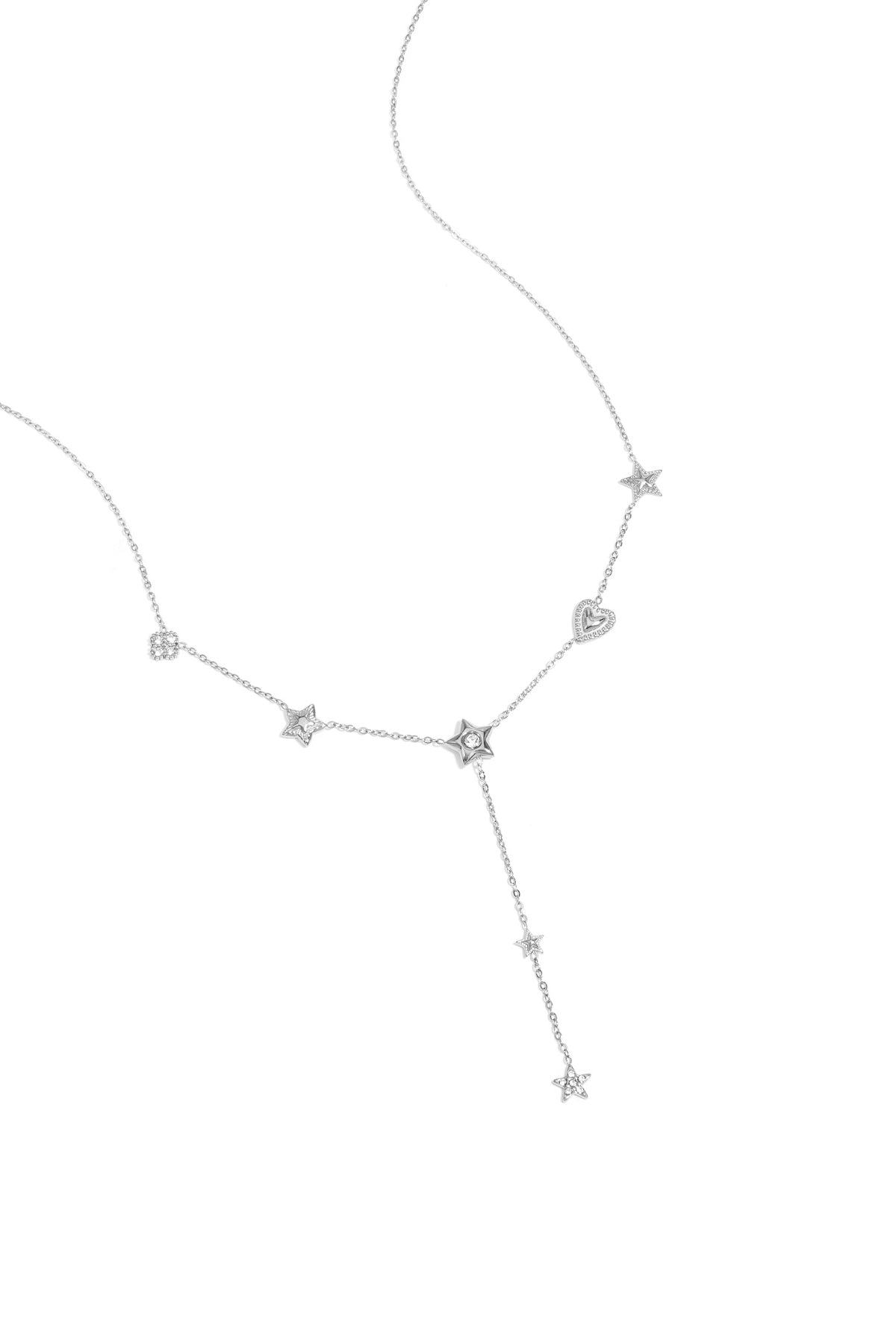 LIVAYA Anhängerkette mit Stern- und Herzmotiven aus Edelstahl