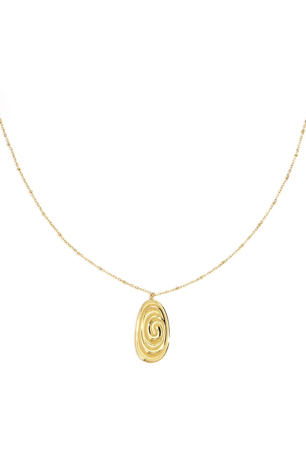 LIVAYA lange Anhängerkette mit ovalem Spiral-Anhänger
