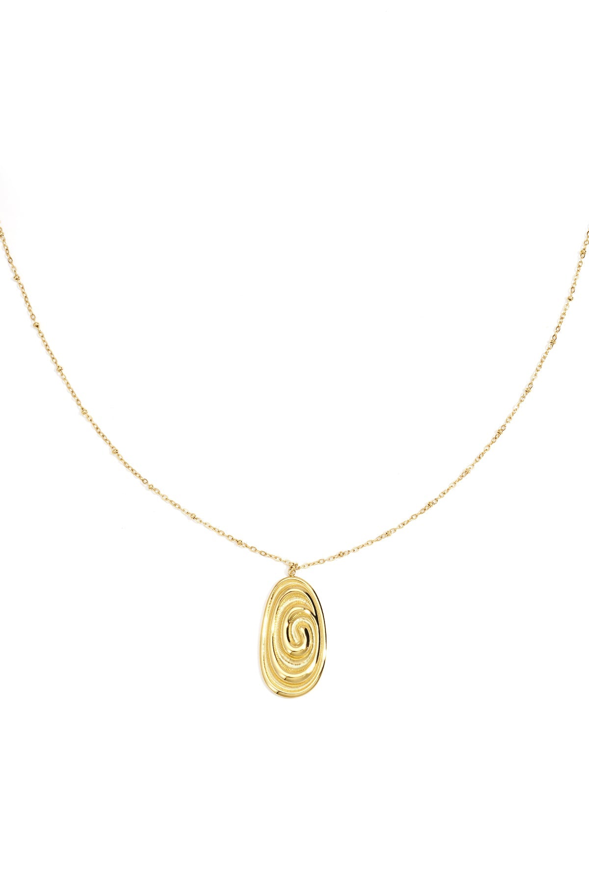 LIVAYA lange Anhängerkette mit ovalem Spiral-Anhänger