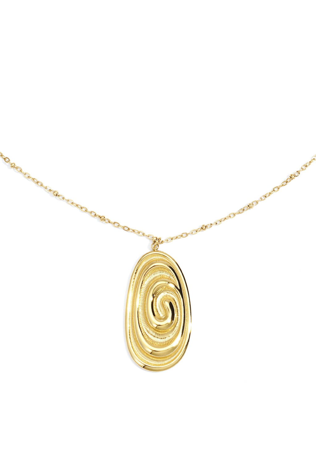 LIVAYA lange Anhängerkette mit ovalem Spiral-Anhänger