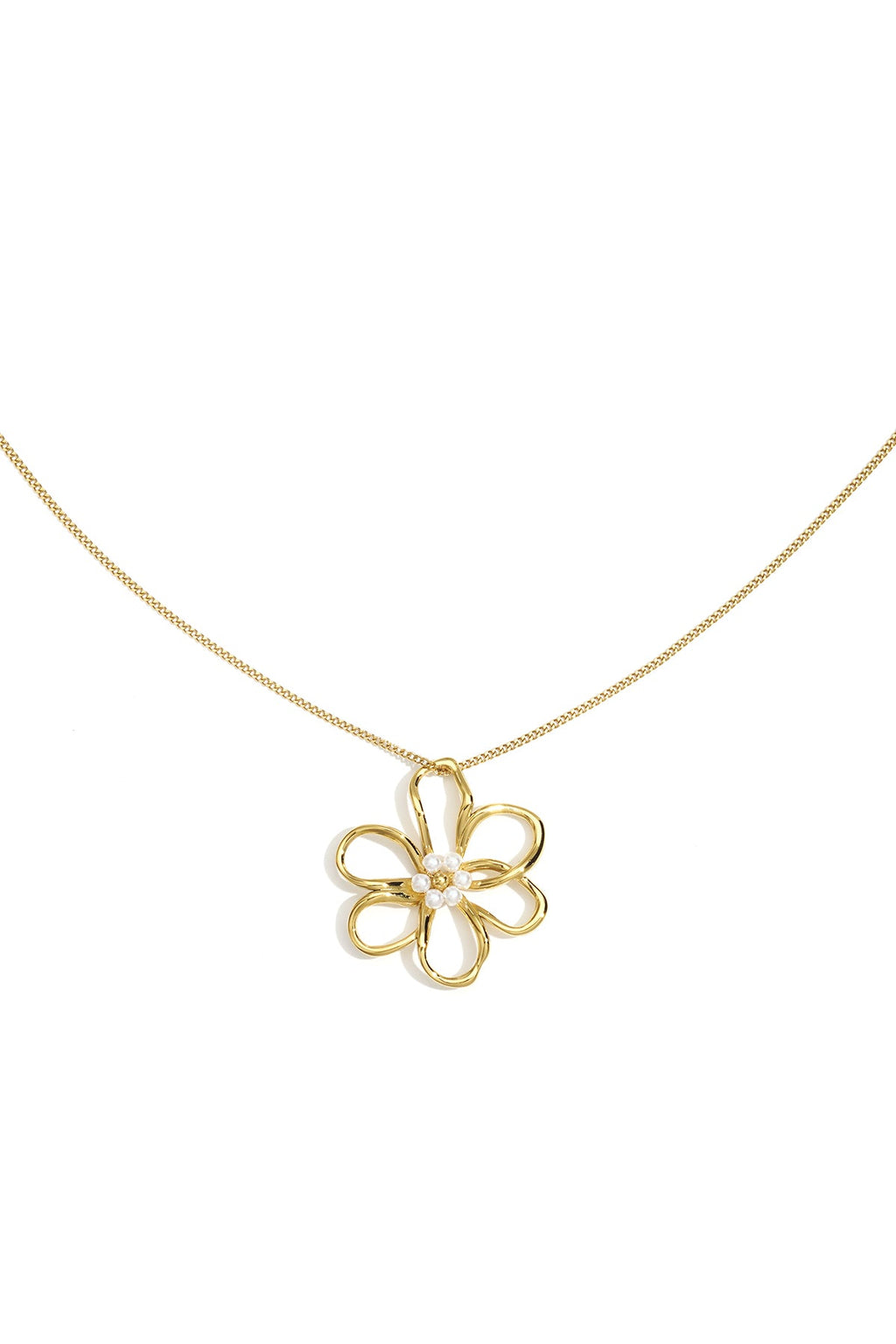 LIVAYA Anhängerkette mit offen gearbeitetem Blumenanhänger
