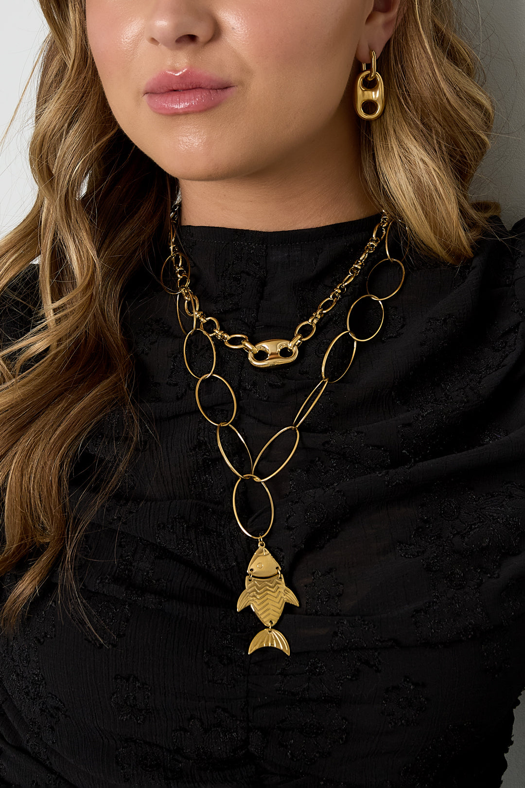 LIVAYA Gliederkette aus Edelstahl mit Knopfdetail