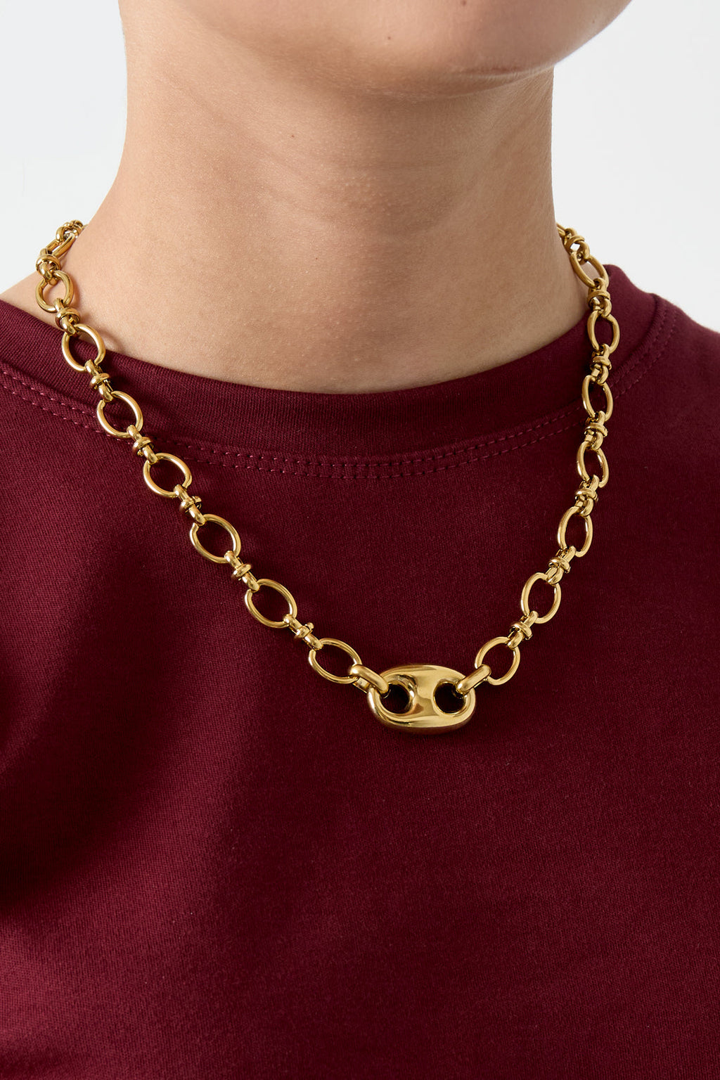 LIVAYA Gliederkette aus Edelstahl mit Knopfdetail