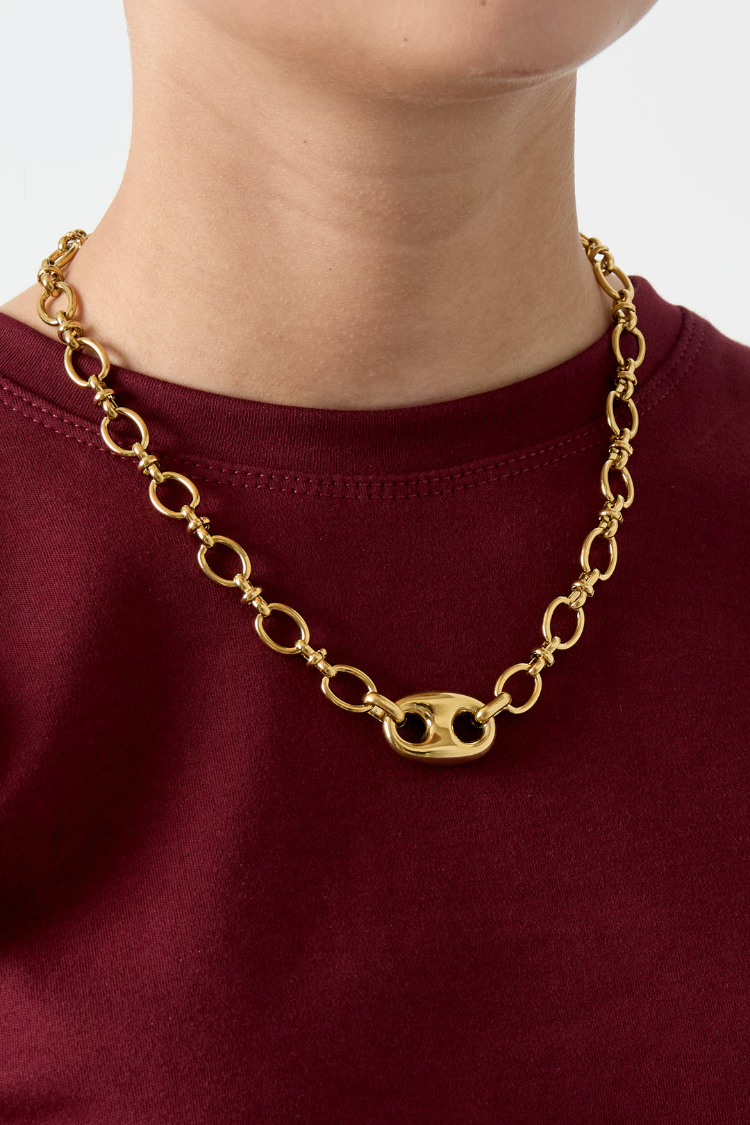 LIVAYA Gliederkette aus Edelstahl mit Knopfdetail