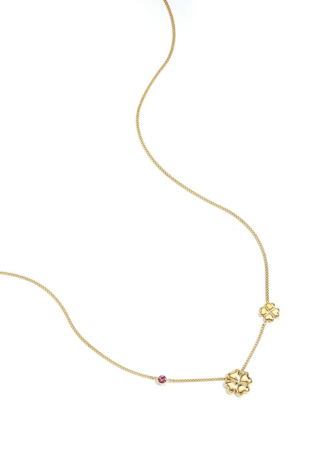 LIVAYA Anhängerkette mit Kleeblatt-Elementen und Strasssteinen
