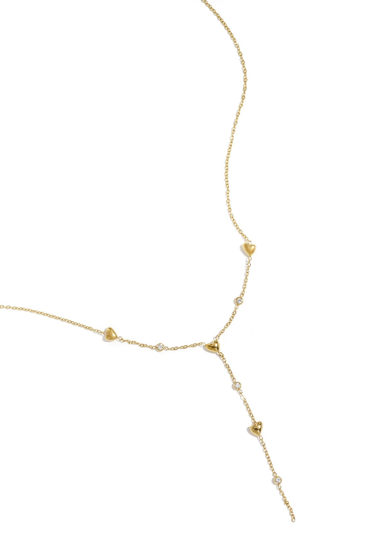 LIVAYA Y-förmige Anhängerkette mit Herzen und Strass