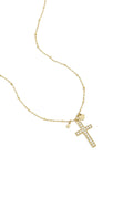LIVAYA Anhängerkette aus Edelstahl mit Strass-Kreuz und Charms