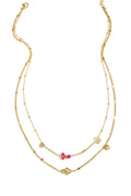LIVAYA Layering-Halskette aus Edelstahl mit Herz- und Blumenmotiven