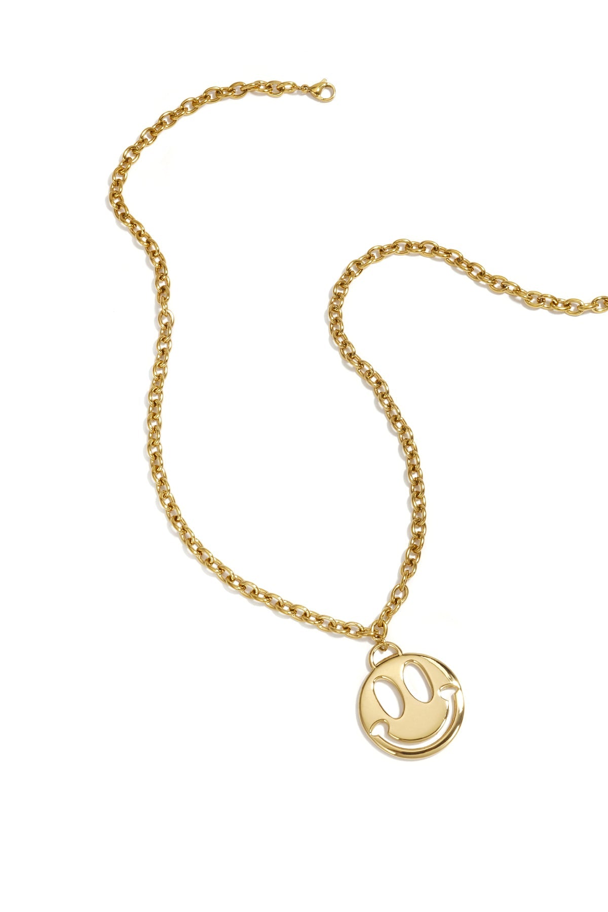 LIVAYA Anhängerkette mit Smiley-Anhänger aus 14K vergoldetem Edelstahl