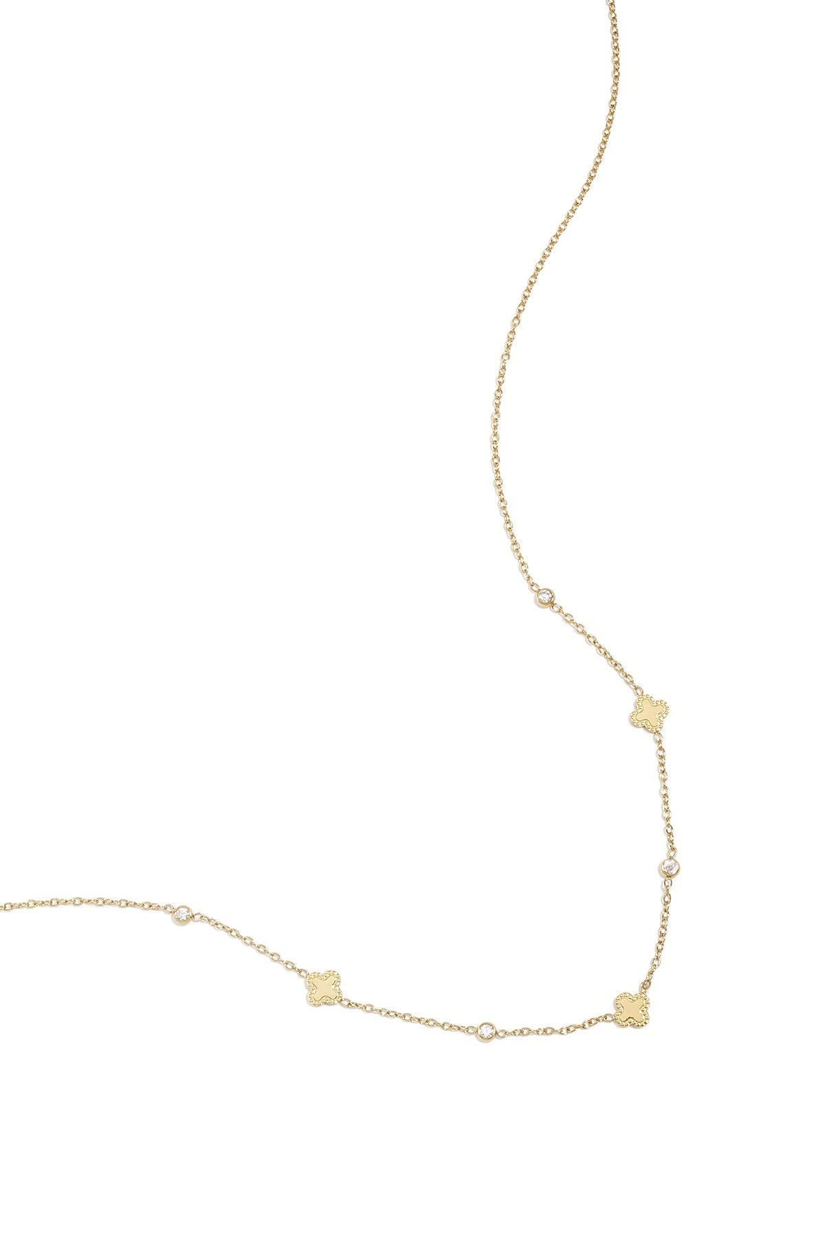 LIVAYA Anhängerkette mit Kleeblattmotiven und Zirkonia