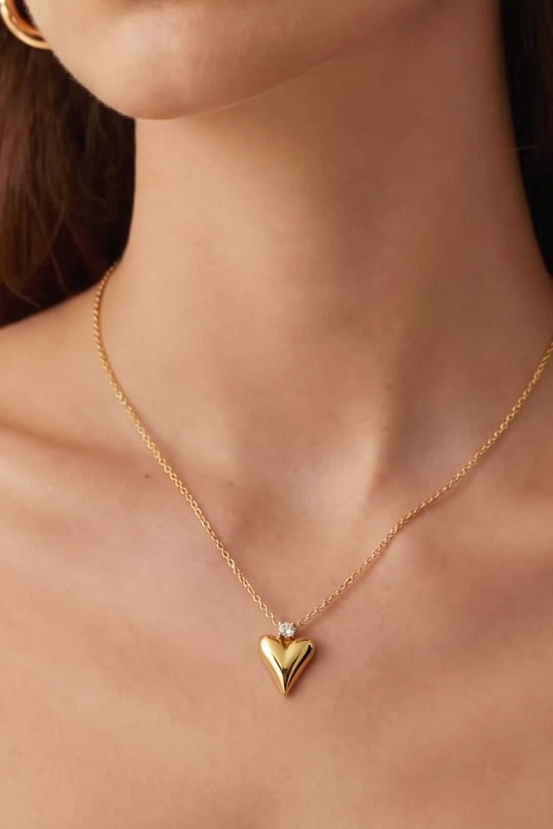 LIVAYA Anhängerkette aus Edelstahl mit Herzanhänger und Strass