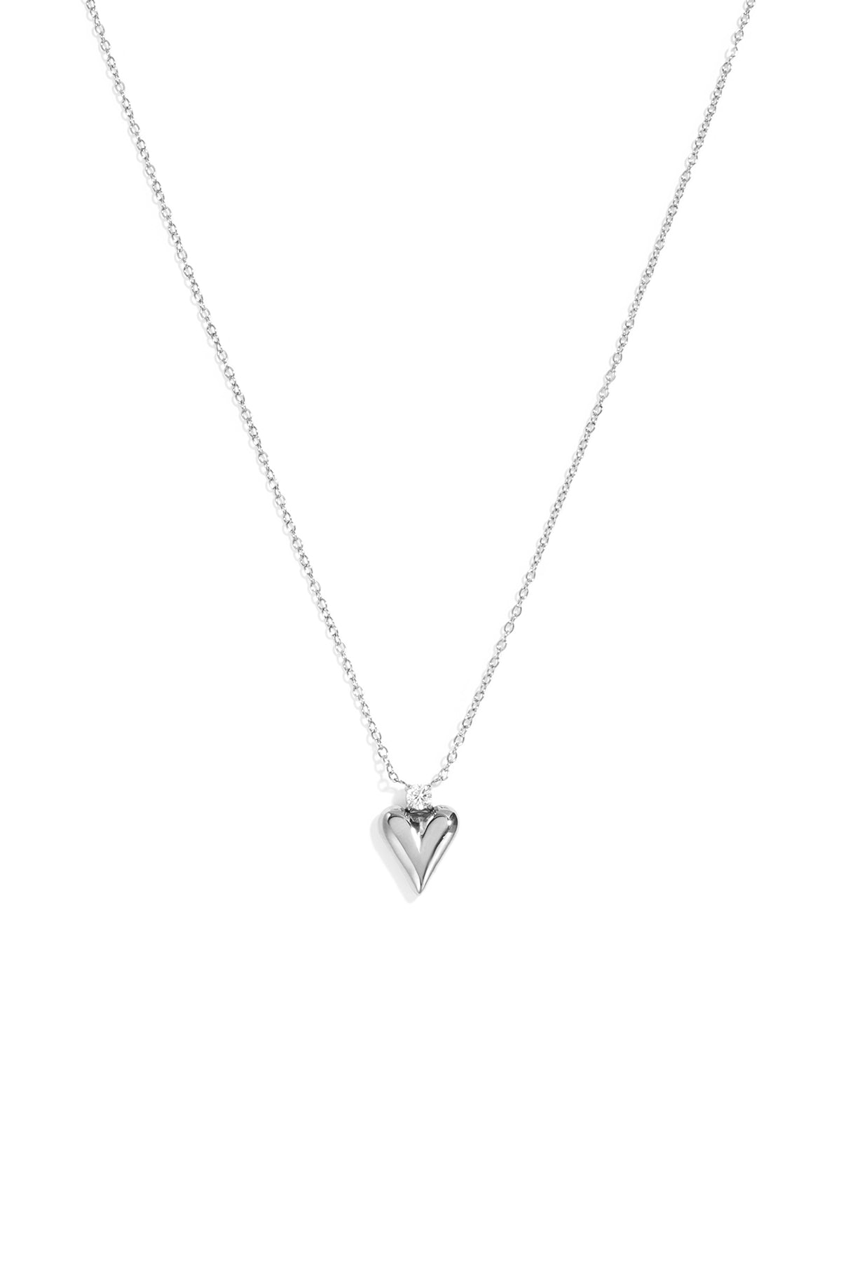 LIVAYA Anhängerkette aus Edelstahl mit Herzanhänger und Strass