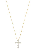 LIVAYA Lange Anhängerkette aus Edelstahl mit Strass-Kreuz
